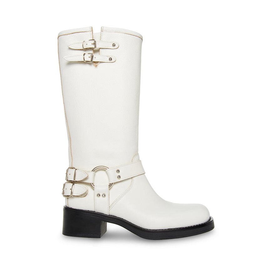 White Steve Madden Axelle Leather Women\'s High Boots | PH 4592OXN